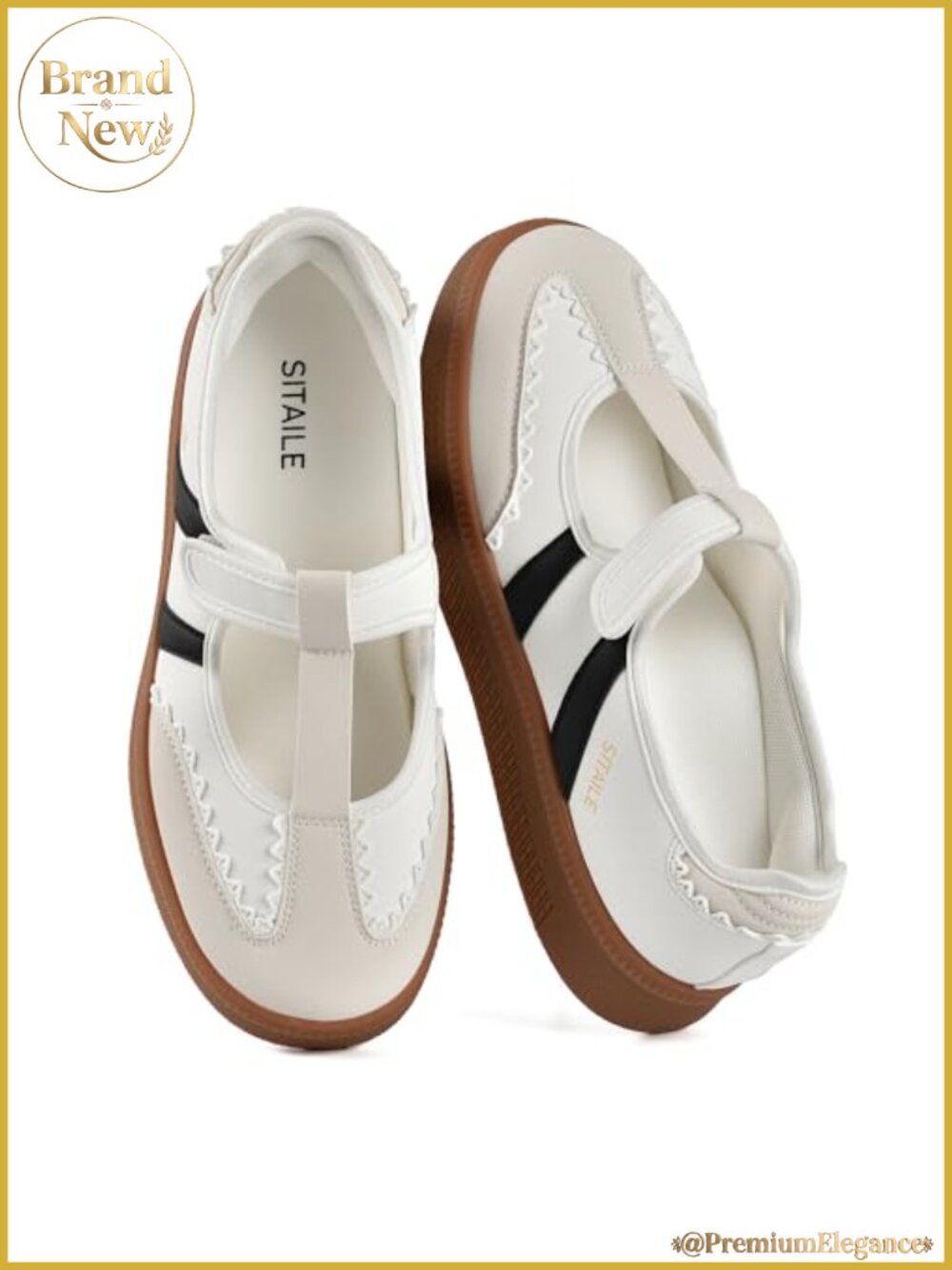 Retro Mary Jane Sneakers Ballet Flats Faux Leather Walking Shoes